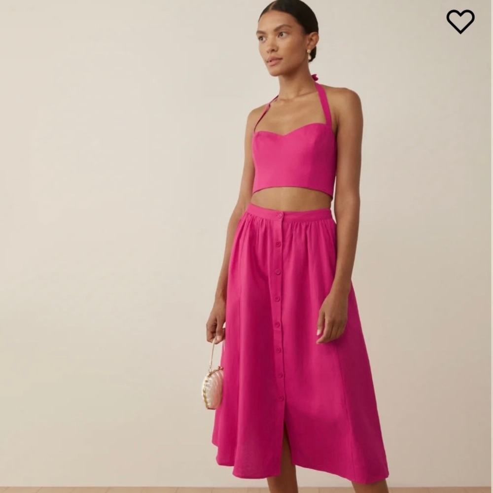 Reformation Linen Set in Barbie Pink